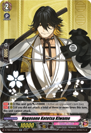 (026) Cardfight Vanguard Touken Ranbu ONLINE 2023 Single: Nagasone Kotetsu Kiwame [D-Format] (V.1 - Double Rare)  Double Rare