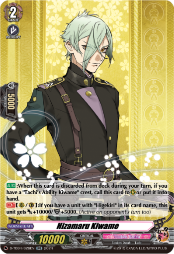 (028) Cardfight Vanguard Touken Ranbu ONLINE 2023 Single: Hizamaru Kiwame [D-Format] (V.1 - Double Rare)  Double Rare