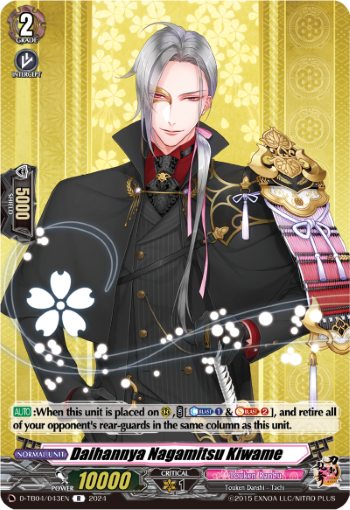 (043) Cardfight Vanguard Touken Ranbu ONLINE 2023 Single: Daihannya Nagamitsu Kiwame [D-Format] (V.1 - Rare)  Rare