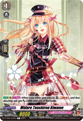 (049) Cardfight Vanguard Touken Ranbu ONLINE 2023 Single: Midare Toushirou Kiwame [D-Format] (V.1 - Rare)  Rare