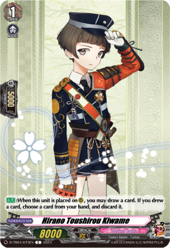 (073) Cardfight Vanguard Touken Ranbu ONLINE 2023 Single: Hirano Toushirou Kiwame [D-Format] (V.1 - Common)  Common
