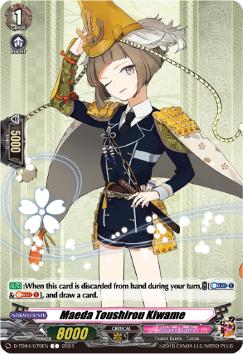 (076) Cardfight Vanguard Touken Ranbu ONLINE 2023 Single: Maeda Toushirou Kiwame [D-Format] (V.1 - Common)  Common