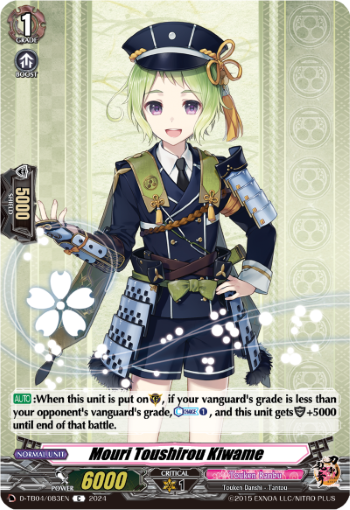 (083) Cardfight Vanguard Touken Ranbu ONLINE 2023 Single: Mouri Toushirou Kiwame [D-Format] (V.1 - Common)  Common