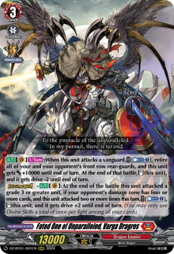 (001) Cardfight Vanguard Fated Clash Single: Fated One of Unparalleled, Varga Dragres [D-Format] (V.1 - Triple Rare)  Triple Rare