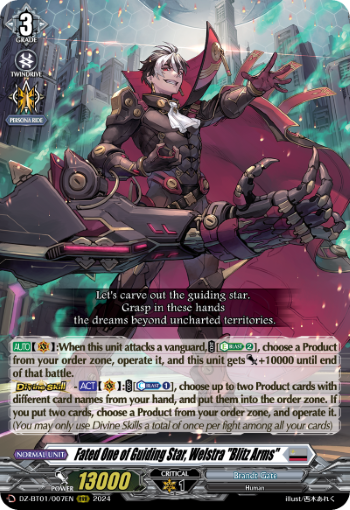 (007) Cardfight Vanguard Fated Clash Single: Fated One of Guiding Star, Welstra Blitz Arms [D-Format] (V.1 - Triple Rare)  Triple Rare