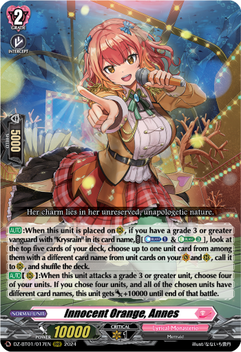 (017) Cardfight Vanguard Fated Clash Single: Innocent Orange, Annes [D-Format] (V.1 - Triple Rare)  Triple Rare