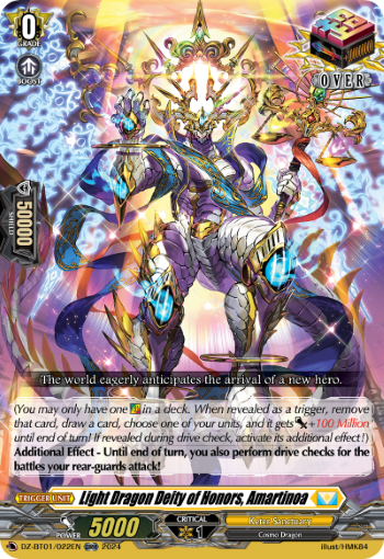 (022) Cardfight Vanguard Fated Clash Single: Light Dragon Deity of Honors, Amartinoa [D Format]  Over RR