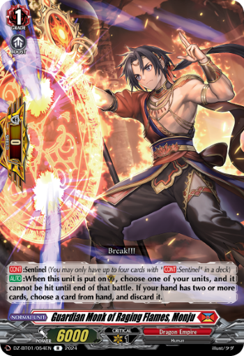 (054) Cardfight Vanguard Fated Clash Single: Guardian Monk of Raging Flames, Monju [D-Format] (V.1 - Rare)  Rare