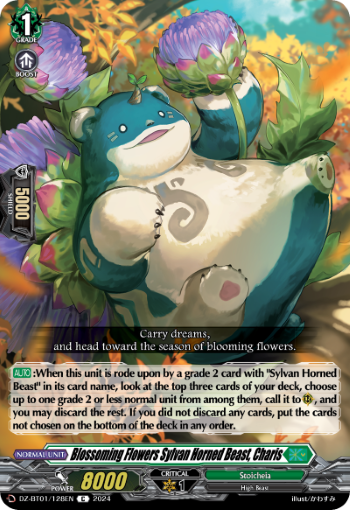 (128) Cardfight Vanguard Fated Clash Single: Blossoming Flowers Sylvan Horned Beast, Charis [D-Format]  Common