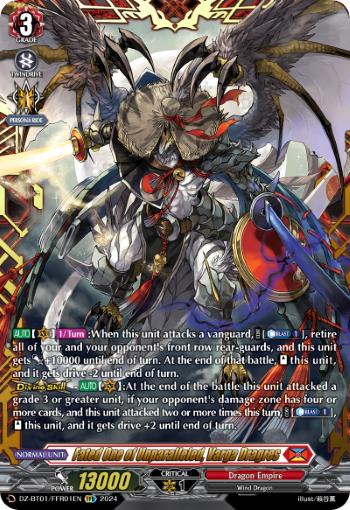 (FFR01) Cardfight Vanguard Fated Clash Single: Fated One of Unparalleled, Varga Dragres [D-Format] (V.2 - Double Frame Rare)  Double Frame Rare