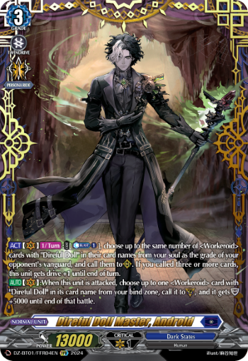 (FFR04) Cardfight Vanguard Fated Clash Single: Direful Doll Master, Androld [D-Format] (V.2 - Double Frame Rare)  Double Frame Rare