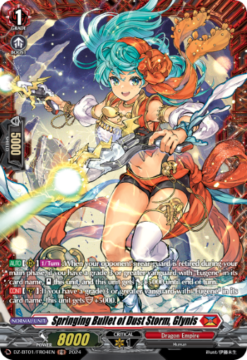 (FR04) Cardfight Vanguard Fated Clash Single: Springing Bullet of Dust Storm, Glynis [D-Format] (V.2 - Frame Rare)  Frame Rare