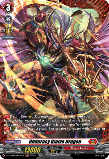 (FR05) Cardfight Vanguard Fated Clash Single: Obduracy Glaive Dragon [D-Format] (V.2 - Frame Rare)  Frame Rare