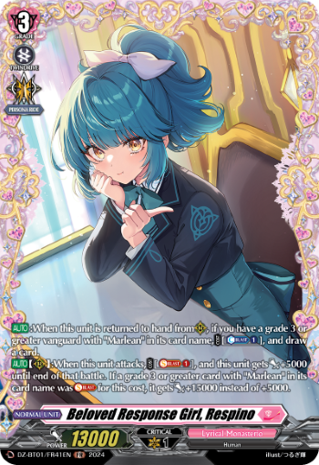 (FR41) Cardfight Vanguard Fated Clash Single: Beloved Response Girl, Respino [D-Format] (V.2 - Frame Rare)  Frame Rare