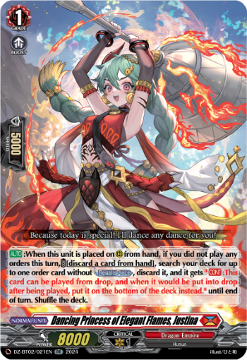 (021) Cardfight Vanguard Illusionless Strife Single: Dancing Princess of Elegant Flames, Justina [D-Format] (V.1 - Double Rare)  Double Rare