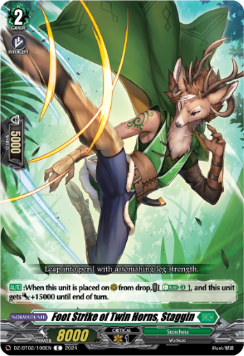(108) Cardfight Vanguard Illusionless Strife Single: Foot Strike of Twin Horns, Staggin [D-Format]  Common