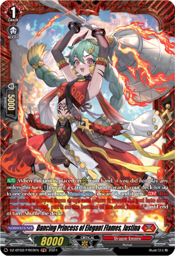 (FR03) Cardfight Vanguard Illusionless Strife Single: Dancing Princess of Elegant Flames, Justina [D-Format] (V.2 - Frame Rare)  Frame Rare