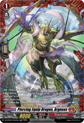(FR04) Cardfight Vanguard Illusionless Strife Single: Piercing Equip Dragon, Argneas [D-Format] (V.2 - Frame Rare)  Frame Rare