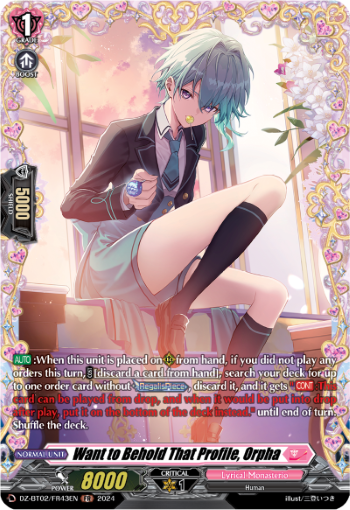 (FR43) Cardfight Vanguard Illusionless Strife Single: Want to Behold That Profile, Orpha [D-Format] (V.2 - Frame Rare)  Frame Rare