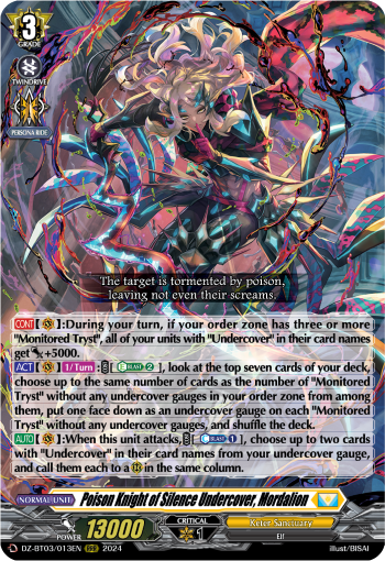 (013) Cardfight Vanguard Dimensional Transcendence Single: Poison Knight of Silence Undercover, Mordalion [D-Format] (V.1 - Triple Rare)  Triple Rare