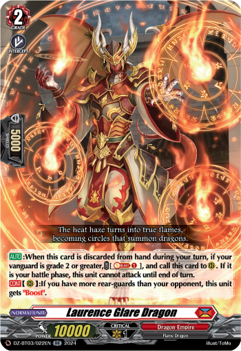 (022) Cardfight Vanguard Dimensional Transcendence Single: Laurence Glare Dragon [D-Format] (V.1 - Double Rare)  Double Rare
