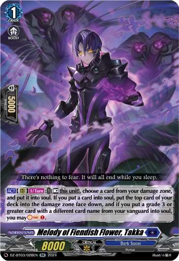 (028) Cardfight Vanguard Dimensional Transcendence Single: Melody of Fiendish Flower, Takka [D-Format] (V.1 - Double Rare)  Double Rare