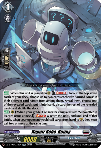 (032) Cardfight Vanguard Dimensional Transcendence Single: Repair Robo, Runny [D-Format] (V.1 - Double Rare)  Double Rare