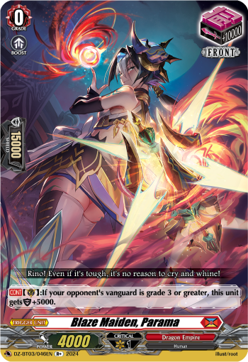 (046) Cardfight Vanguard Dimensional Transcendence Single: Blaze Maiden, Parama [D Format]  Rare