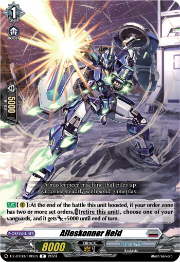 (106) Cardfight Vanguard Dimensional Transcendence Single: Alleskonner Held [D-Format]  Common
