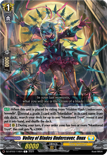 (116) Cardfight Vanguard Dimensional Transcendence Single: Volley of Blades Undercover, Onux [D-Format]  Common