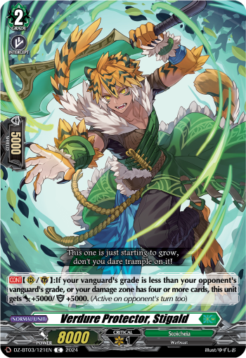 (121) Cardfight Vanguard Dimensional Transcendence Single: Verdure Protector, Stigald [D-Format]  Common