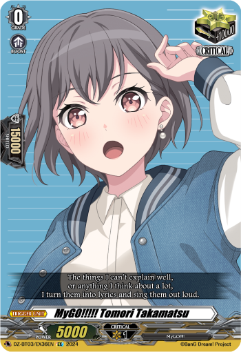 (EX36) Cardfight Vanguard Dimensional Transcendence Single: MyGO!!!!! Tomori Takamatsu [D-Format] (V.1 - Special EX)  Special EX