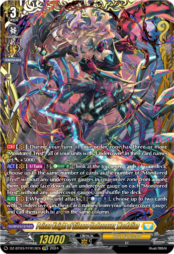 (FFR13) Cardfight Vanguard Dimensional Transcendence Single: Poison Knight of Silence Undercover, Mordalion [D-Format] (V.2 - Double Frame Rare)  Double Frame Rare