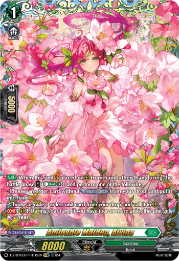 (FFR18) Cardfight Vanguard Dimensional Transcendence Single: Amicable Maiden, Alvina [D-Format] (V.2 - Double Frame Rare)  Double Frame Rare