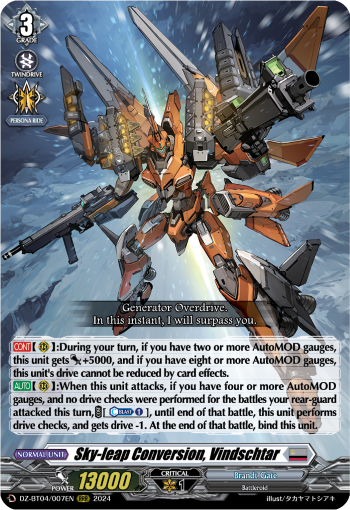 (007) Cardfight Vanguard Destined Showdown Single: Sky-leap Conversion, Vindschtar [D-Format] (V.1 - Triple Rare)  Triple Rare