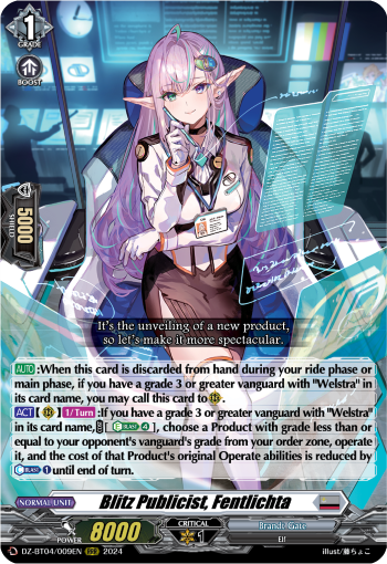 (009) Cardfight Vanguard Destined Showdown Single: Blitz Publicist, Fentlichta [D-Format] (V.1 - Triple Rare)  Triple Rare