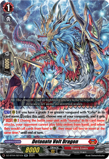 (021) Cardfight Vanguard Destined Showdown Single: Detonate Volt Dragon [D-Format] (V.1 - Double Rare)  Double Rare