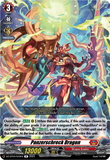 (043) Cardfight Vanguard Destined Showdown Single: Panzerschreck Dragon [D-Format] (V.1 - Rare)  Rare