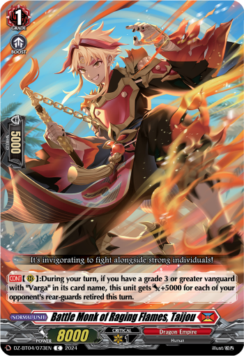 (073) Cardfight Vanguard Destined Showdown Single: Battle Monk of Raging Flames, Taijou [D-Format]  Common