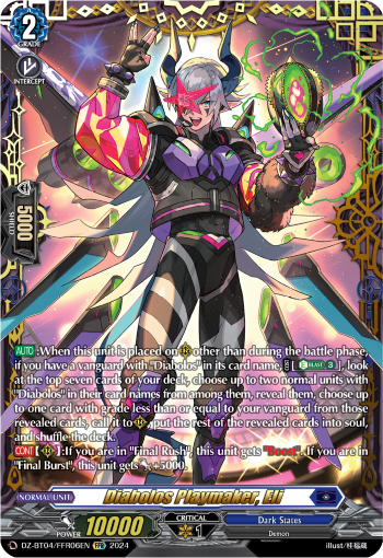(FFR06) Cardfight Vanguard Destined Showdown Single: Diabolos Playmaker, Eli [D-Format] (V.2 - Double Frame Rare)  Double Frame Rare