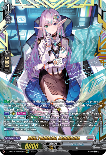 (FFR09) Cardfight Vanguard Destined Showdown Single: Blitz Publicist, Fentlichta [D-Format] (V.2 - Double Frame Rare)  Double Frame Rare