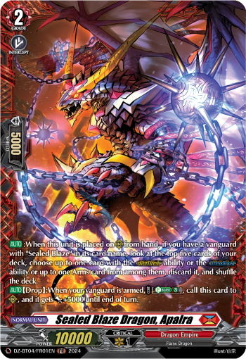 (FR01) Cardfight Vanguard Destined Showdown Single: Sealed Blaze Dragon, Apalra [D-Format] (V.2 - Frame Rare)  Frame Rare