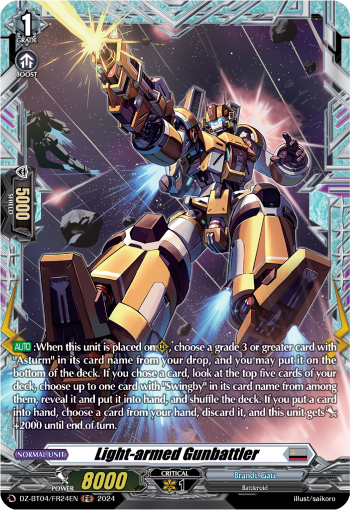 (FR24) Cardfight Vanguard Destined Showdown Single: Light-armed Gunbattler [D-Format] (V.2 - Frame Rare)  Frame Rare