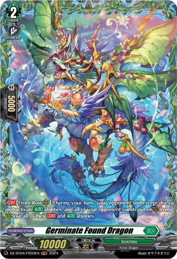 (FR33) Cardfight Vanguard Destined Showdown Single: Germinate Found Dragon [D-Format] (V.2 - Frame Rare)  Frame Rare