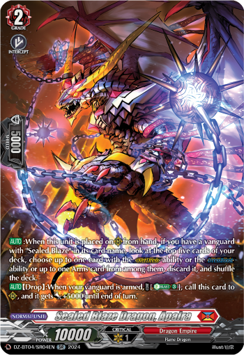 (SR04) Cardfight Vanguard Destined Showdown Single: Sealed Blaze Dragon, Apalra [D-Format] (V.3 - Silver Rare)  Silver Rare