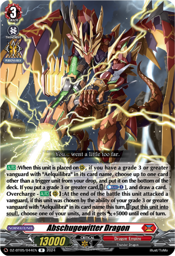 (044) Cardfight Vanguard Omniscient Awakening Single: Abschugewitter Dragon [D-Format] (V.1 - Rare)  Rare