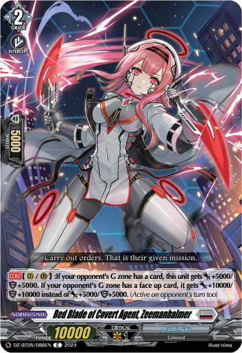 (088) Cardfight Vanguard Omniscient Awakening Single: Red Blade of Covert Agent, Zeemanbalmer [D-Format]  Common