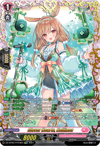 (FFR18) Cardfight Vanguard Omniscient Awakening Single: Clover Hearts, Nellinea [D-Format] (V.2 - Double Frame Rare)  Double Frame Rare