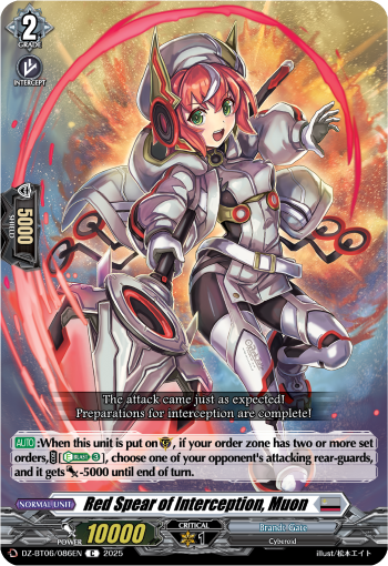 (086) Cardfight Vanguard Generation Dragenesis Single: Red Spear of Interception, Muon [D-Format]  Common