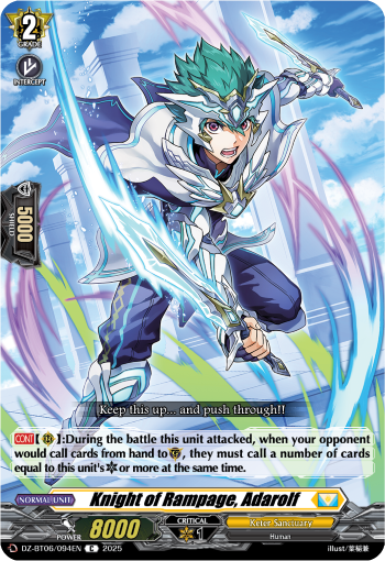 (094) Cardfight Vanguard Generation Dragenesis Single: Knight of Rampage, Adarolf [D-Format]  Common